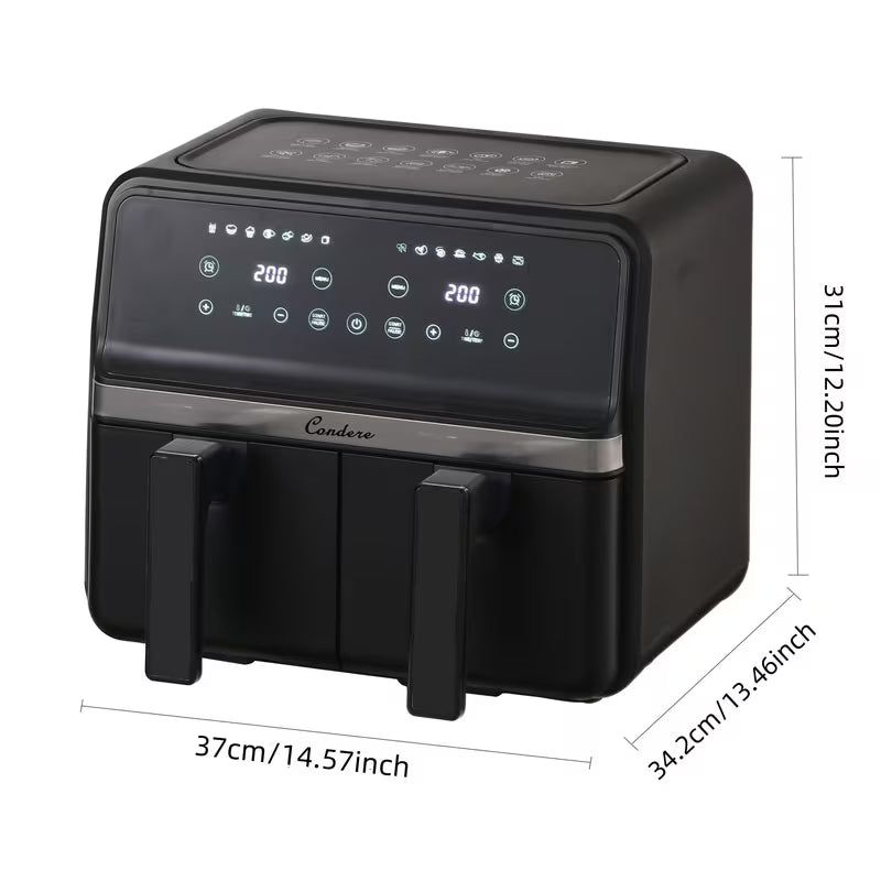 Condere 10L Large Capacity Air Fryer, Touch Screen Display, Multifunctional Frying, Baking, Heating,