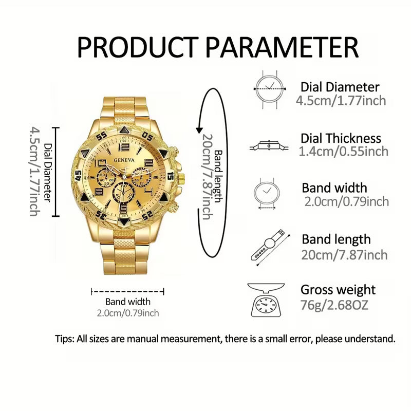 4pcs Couples Watches for Men &amp; Women - Luxury Golden-Tone Quartz Watches with Roman Numerals,