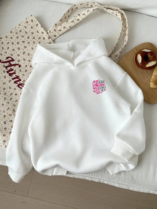 1pc Girls Hoodie-Hooded Sweetshirt with pink cross