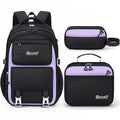 3pcs Casual Backpack Handbag Set, Fashionable Black with Purple Backpack, 15, 6-Inch Laptop Backpack,
