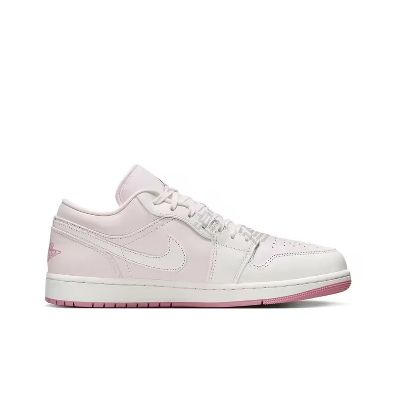 NIKE Air Jordan 1 Retro Basketball Sneakers - Iconic White/Pink Low-Top PU Upper, Non-Slip