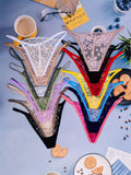 15pcs Women'S Sexy Lace Thongs with Butterfly &amp; Floral Print