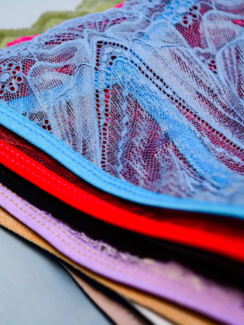 15pcs Women'S Sexy Lace Thongs with Butterfly &amp; Floral Print