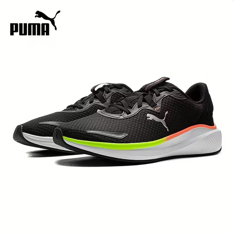 PUMA Unisex Low-Top Sneakers - Sneakers in Black/Neon Green/Orange Accents - Breathable Fabric Upper &amp; Cushioned Rubber Sole