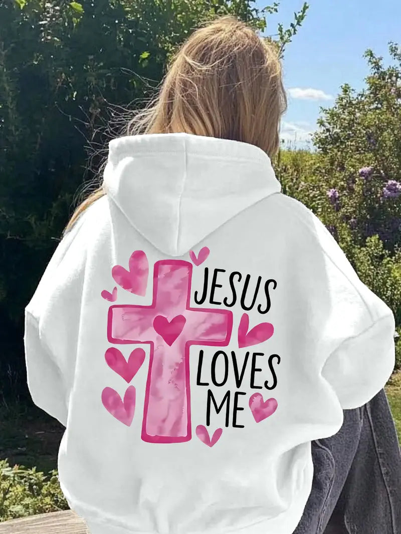 1pc Girls Hoodie-Hooded Sweetshirt with pink cross