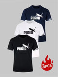 Lightweight|Breathable] 3pcs Men's T-Shirts - Lightweight Breathable Polyester | Navy/Black/White