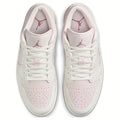 NIKE Air Jordan 1 Retro Basketball Sneakers - Iconic White/Pink Low-Top PU Upper, Non-Slip