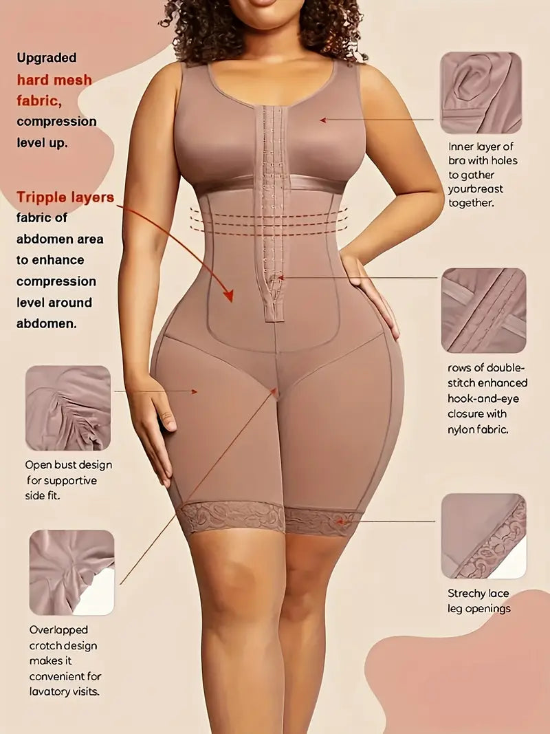 Double-Layer Sleeveless Steel Frame BodysuitHigh Waist