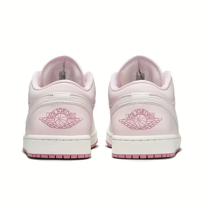 NIKE Air Jordan 1 Retro Basketball Sneakers - Iconic White/Pink Low-Top PU Upper, Non-Slip