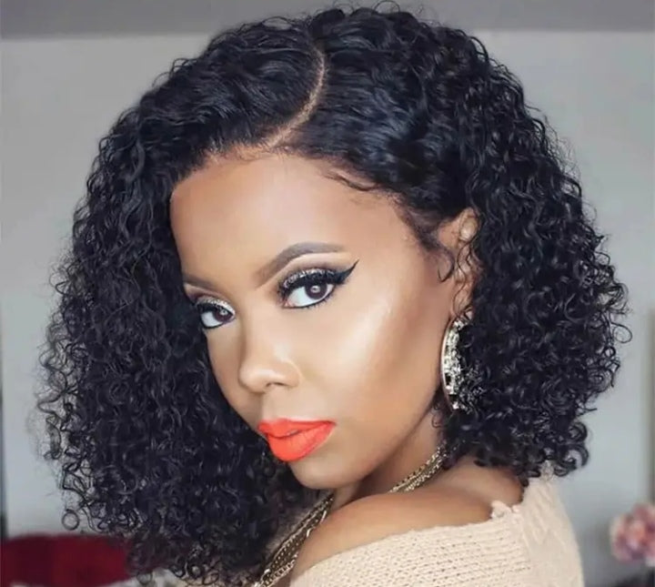 Lace Closure Bob Wig Kinky Curly Black