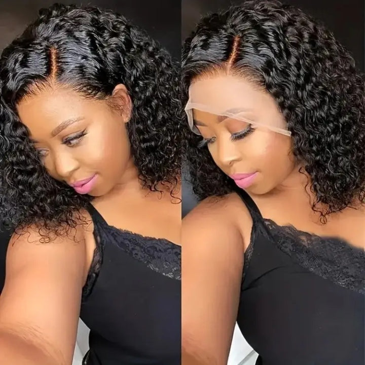 Lace Closure Bob Wig Kinky Curly Black