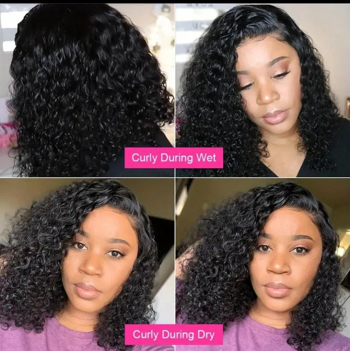 Lace Closure Bob Wig Kinky Curly Black