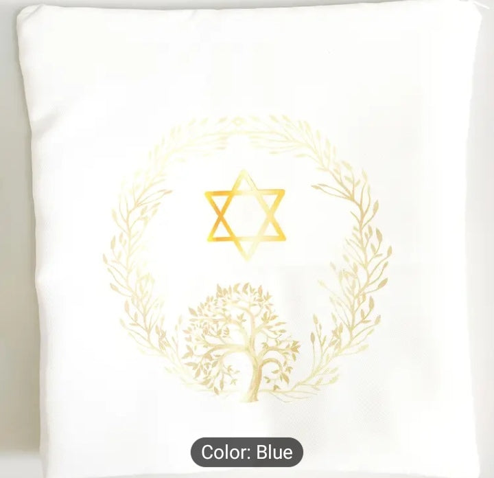 Prayer Shawl Blue and Golden Stripes