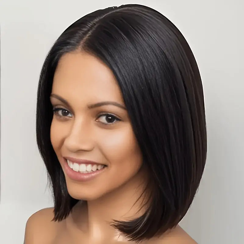 Looking Short Straight Black Wig - 180% Density High-Density Short Bob Wigs