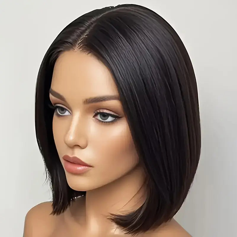 Looking Short Straight Black Wig - 180% Density High-Density Short Bob Wigs
