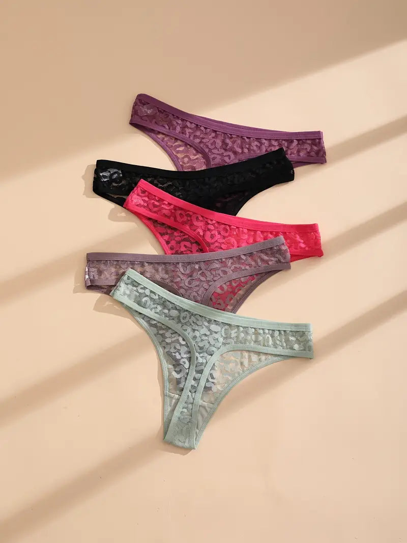 9pcs Women'S Sexy Lace Mesh Thongs - Seamless G-String Panties with Floral Patterns,