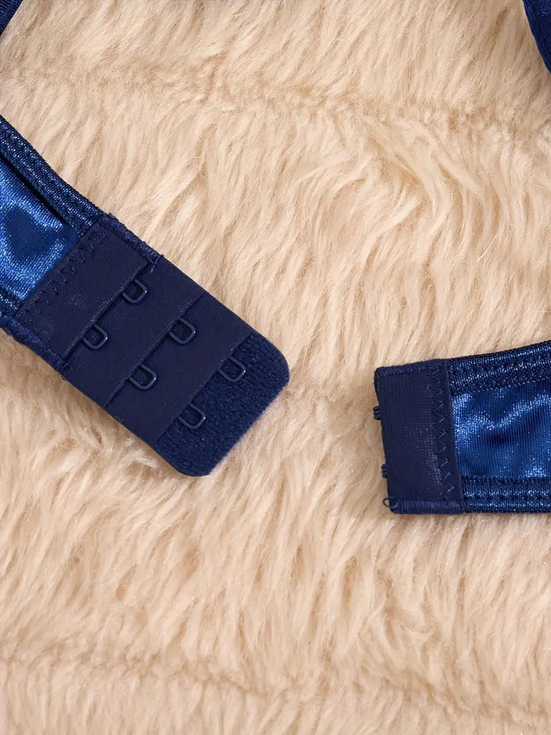 Random Lingerie 1 Set/Beautiful Lily Flower Embroidered Sexy Set/Single Layer Transparent Steel Wire Bra and Adjustable G-String/Fashionable Elegant Bra and