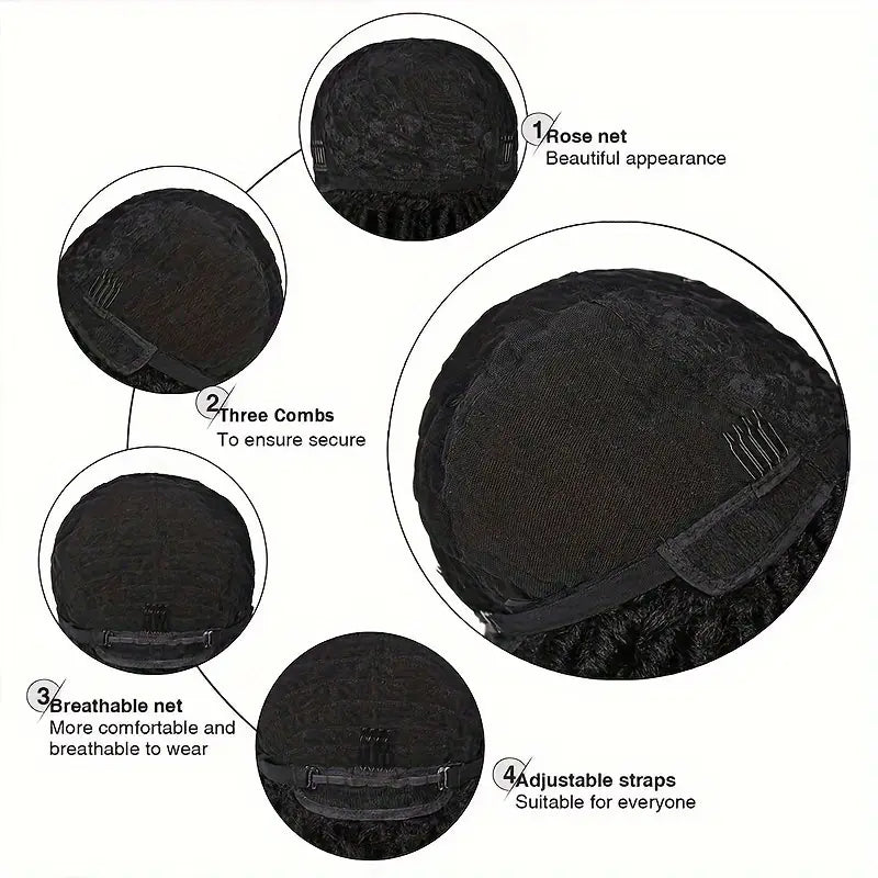 kinky chemical fiber wig headgear Yaki wig