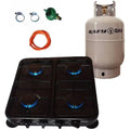 Black 4 Plate Gas Stove with Fittings | Gas Cylinder 7kg, Non-Ignition, Uncharged, No Fuel Required