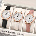 Elegant | Shockproof] 5pcs or 3pcs Women's Quartz Watch Suite - Shockproof Analog Wristwatch with PU Strap