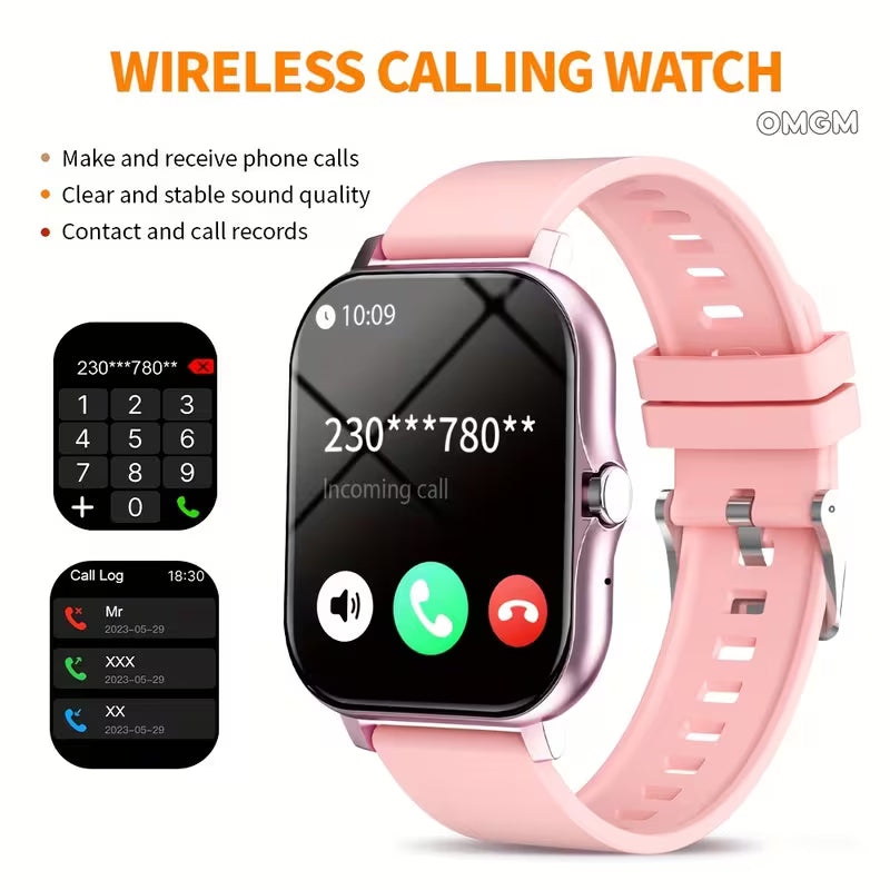 Smart Watch, 2025 High-Definition Touch Screen, Soft Silicone Strap, Call/Message Reminder, Pedometer, Calories, Dial, Sports Tracking,