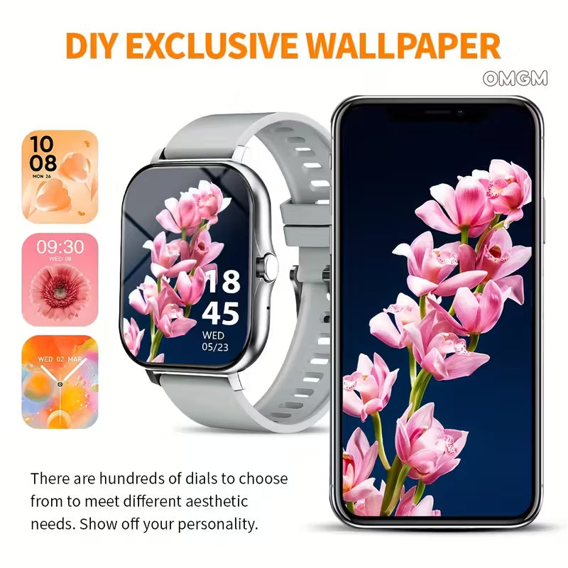Smart Watch, 2025 High-Definition Touch Screen, Soft Silicone Strap, Call/Message Reminder, Pedometer, Calories, Dial, Sports Tracking,