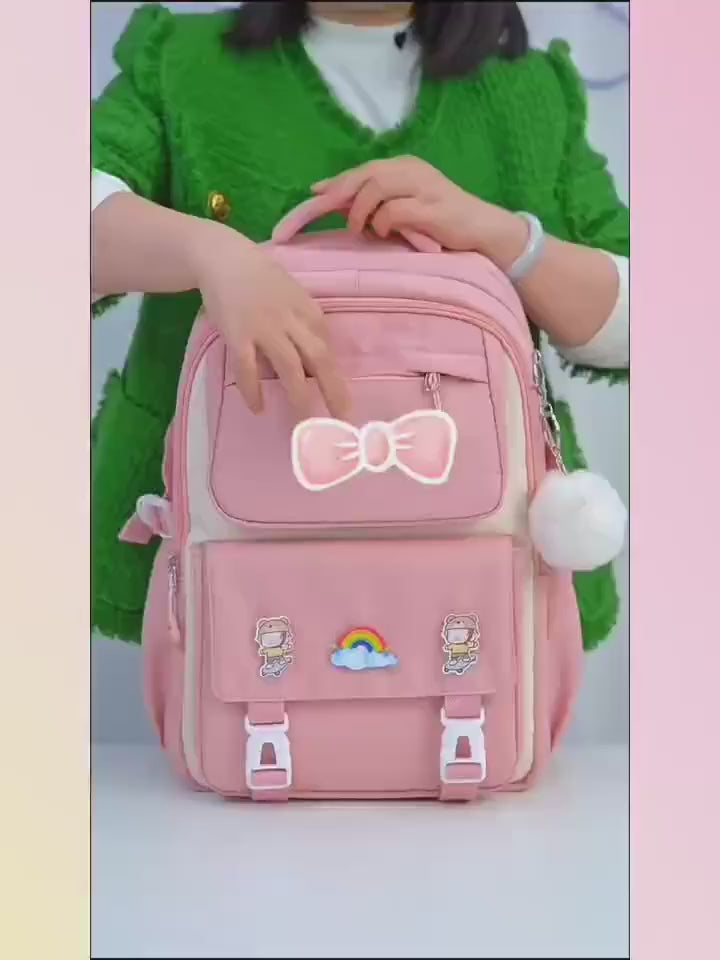 3pcs Casual Backpack Handbag Set, Fashionable Black with Purple Backpack, 15, 6-Inch Laptop Backpack,