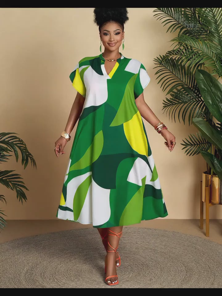 Plus Size, 25 All-Season Elegant Casual Color Block Printed Plus Size Dress for Work, Commute, Parties, Dates, Christmas, Valentine's Day, and More